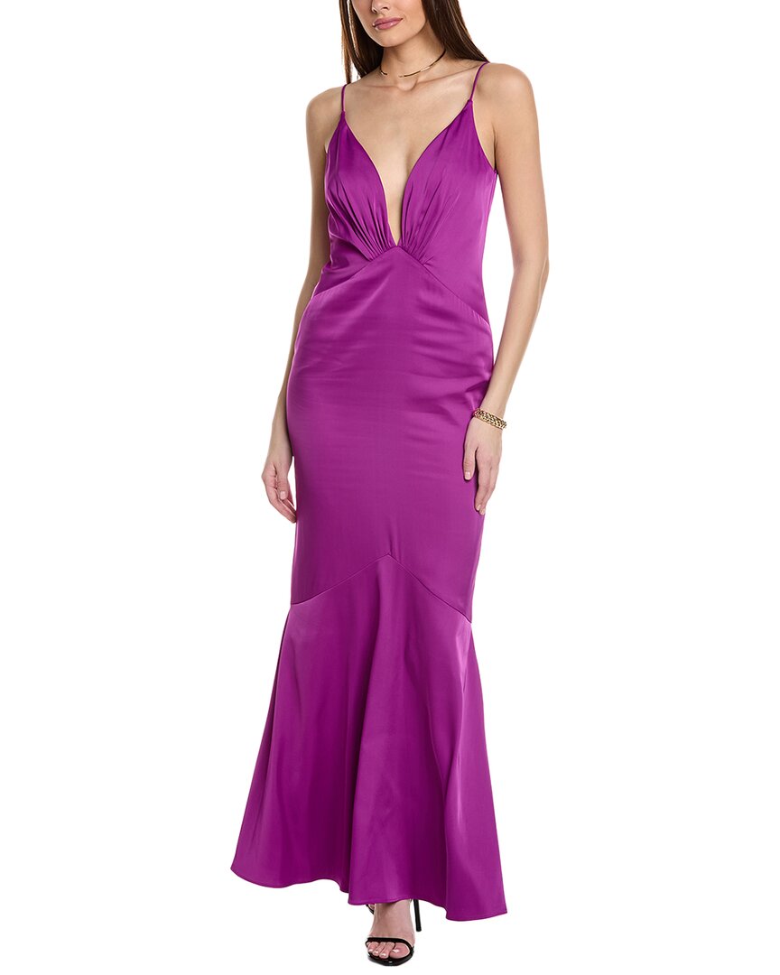 Liv Foster Stretch Satin Mermaid Gown In Purple