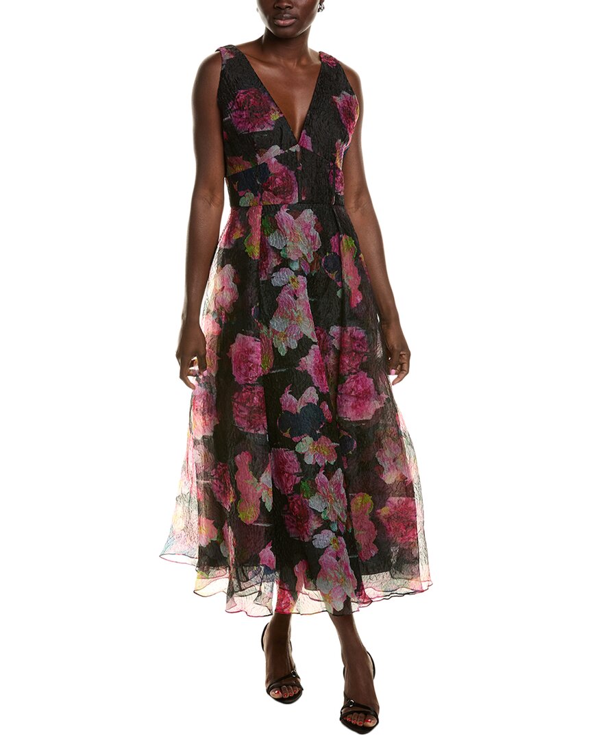 ml Monique Lhuillier Giselle Midi Dress In Black