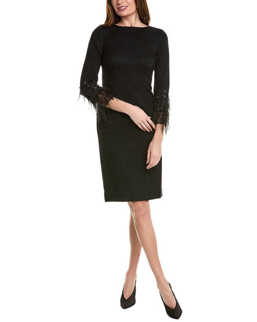 Teri Jon By Rickie Freeman Boucle Sheath Dress In Black
