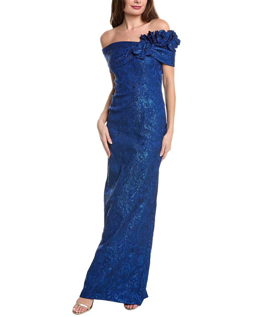 TERI JON BY RICKIE FREEMAN TERI JON BY RICKIE FREEMAN METALLIC JACQUARD COLUMN GOWN