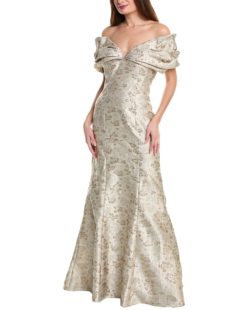 TERI JON BY RICKIE FREEMAN TERI JON BY RICKIE FREEMAN METALLIC JACQUARD GOWN