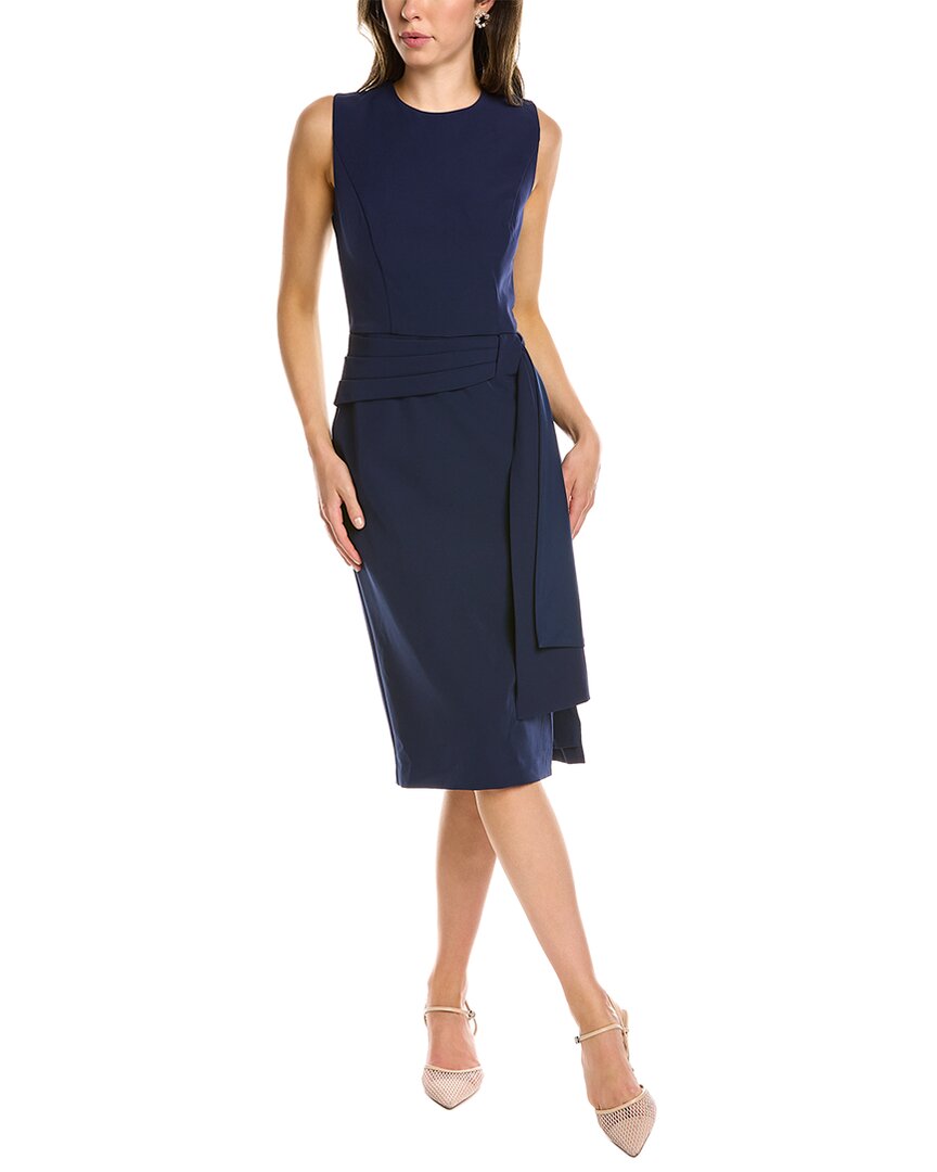 Kay Unger Raven Stretch Crepe Midi-dress In Blue