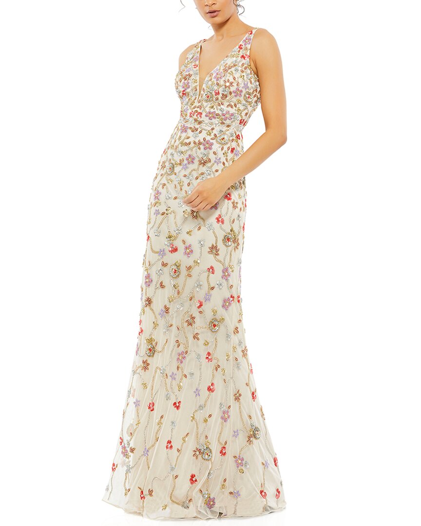 Mac Duggal Floral Bead Embellished Gown