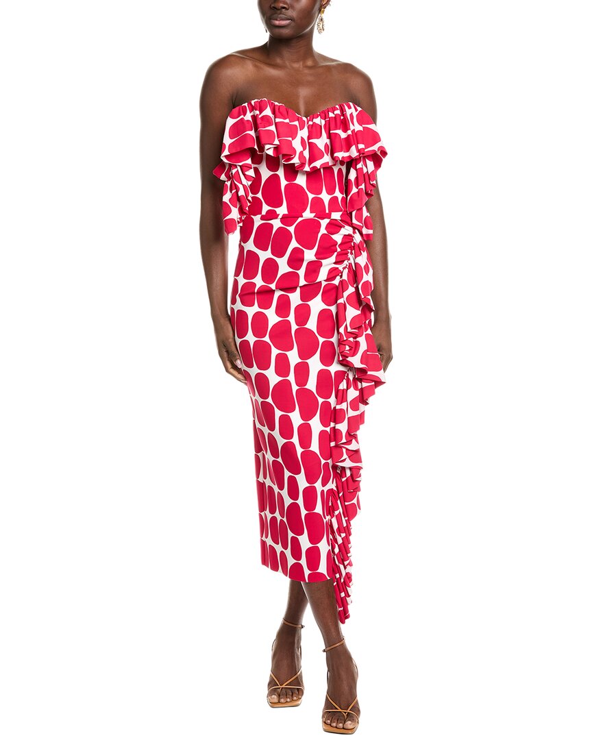 Chiara Boni La Petite Robe Giraffea Midi Dress In Red