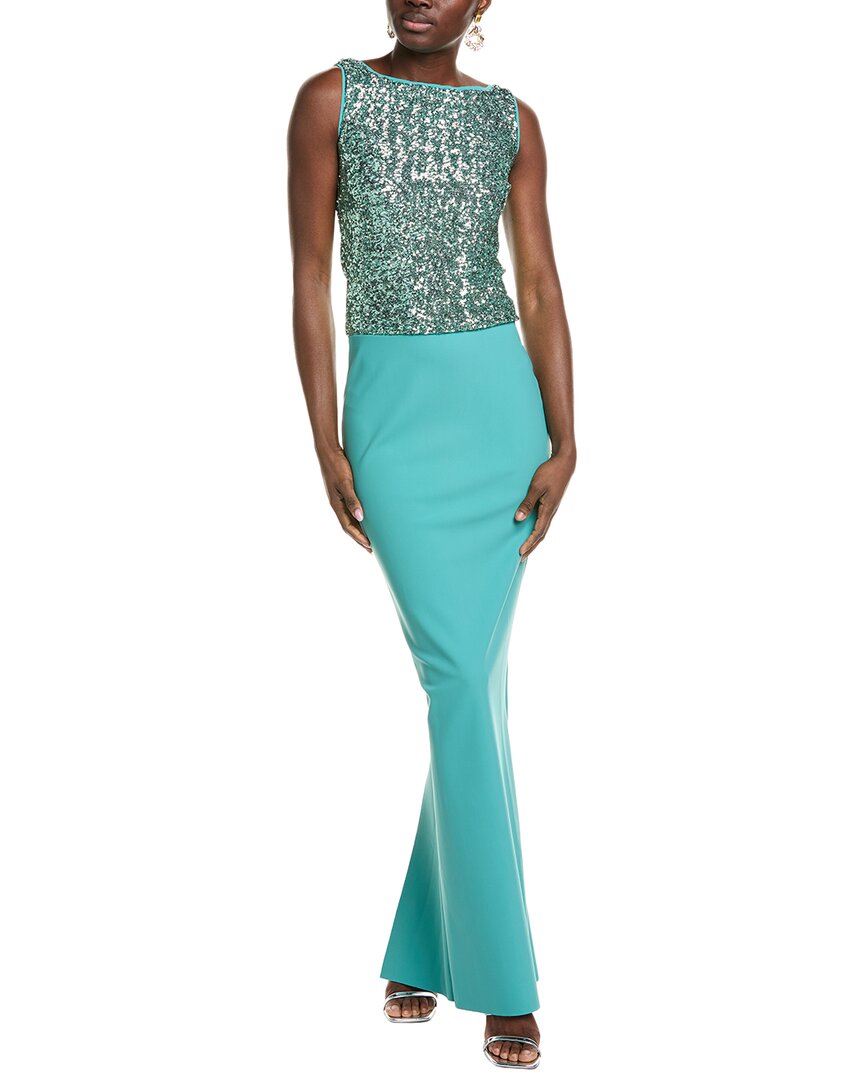 Shop Chiara Boni La Petite Robe Kaylee Sequin Gown In Blue