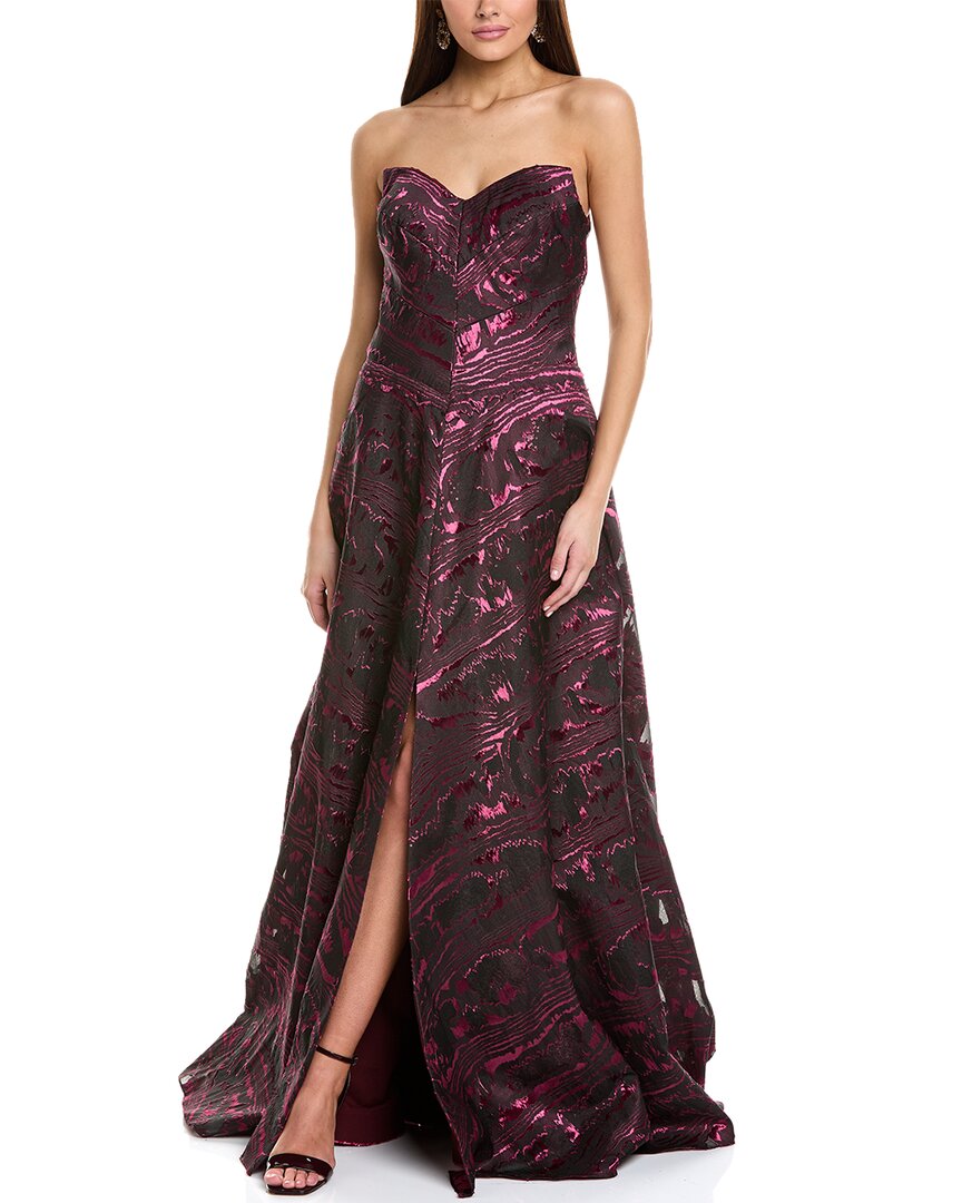 Rene Ruiz Strapless Floral Jacquard Gown