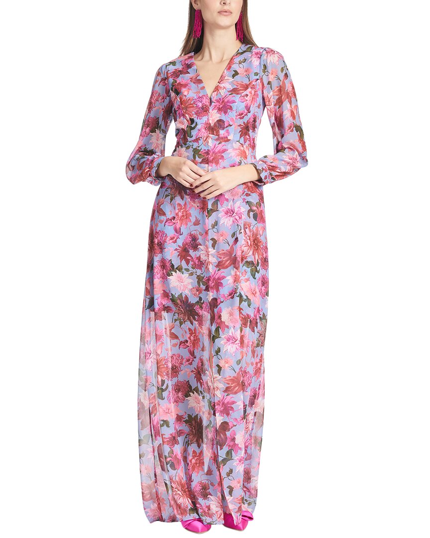 Sachin & Babi Penny Long Sleeve Chiffon A-line Gown