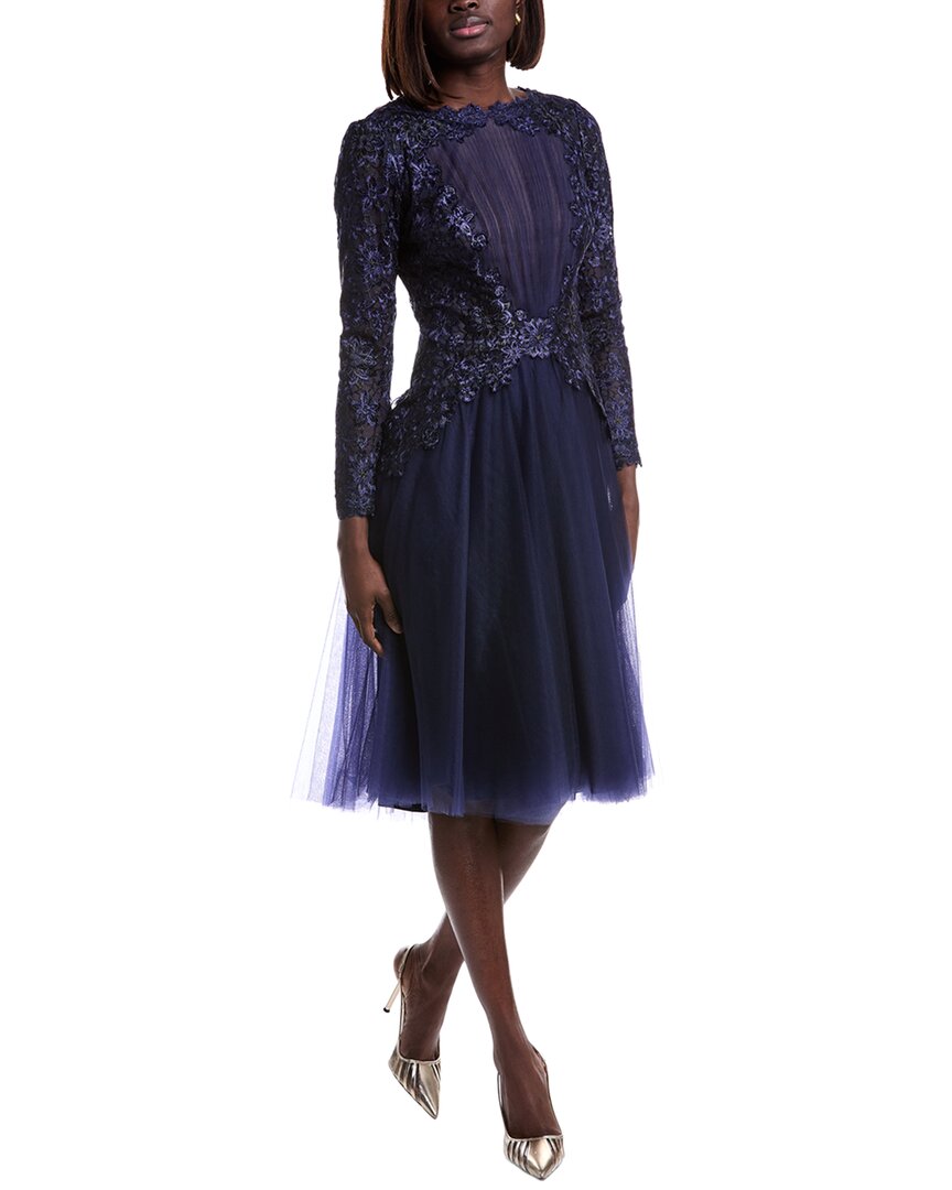 Tadashi Shoji Tulle Midi Dress In Blue