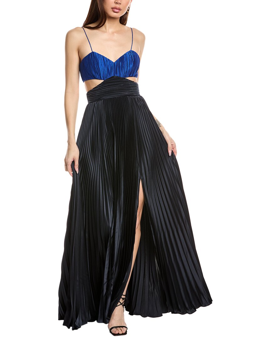 Amur Pleated Cut-out Maxi Dress In Blue