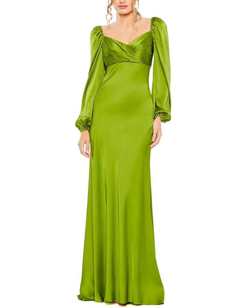 Mac Duggal Sweetheart Neck Long Sleeve Satin Gown