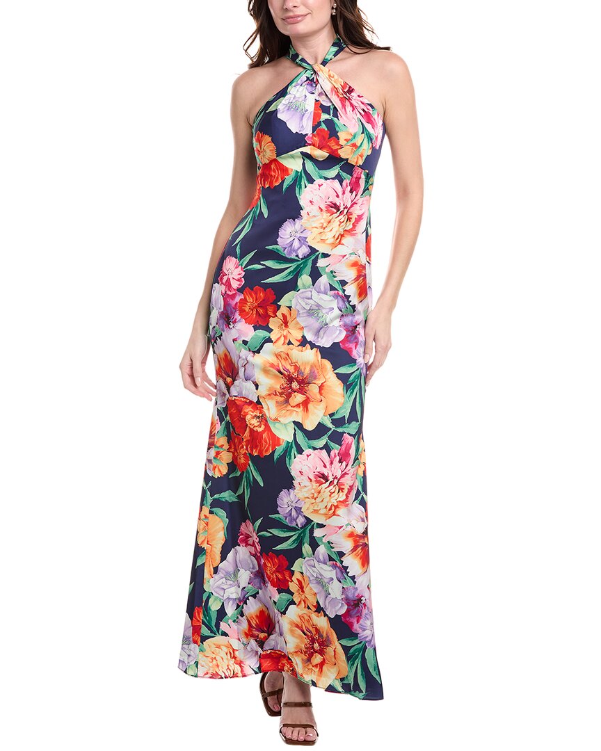 Vince Camuto Twisted Halter Gown In Blue