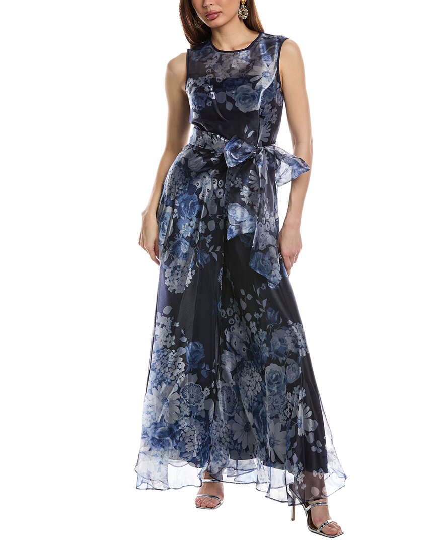 Eliza J Organza Wide Leg Jumpsuit In Blue