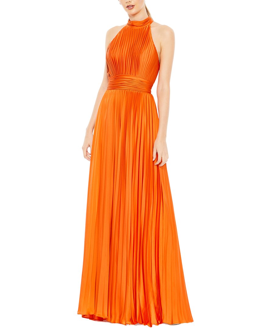 Mac Duggal Pleated Sleeveless Halter Gown