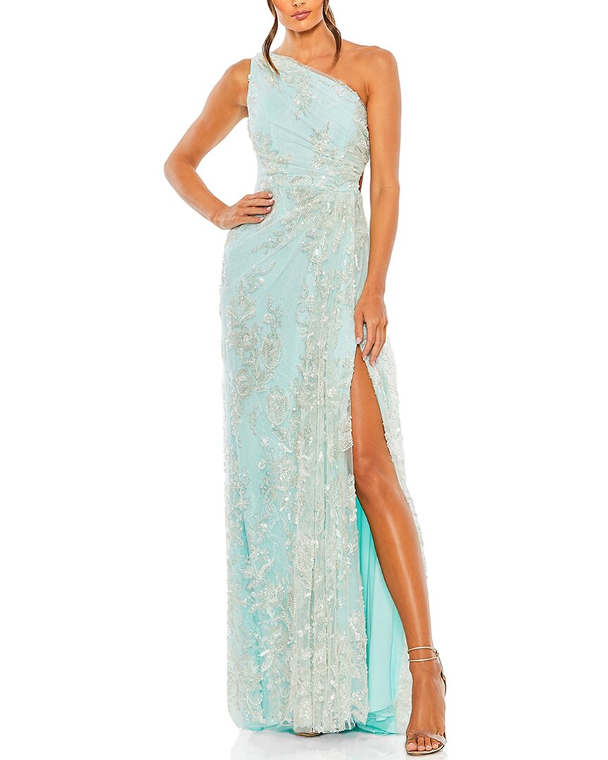 Mac Duggal One Shoulder Side Cut Embellished Gown