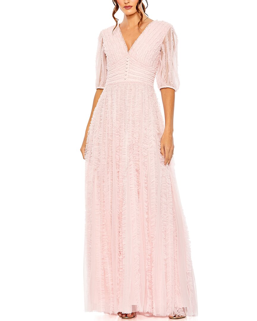 Mac Duggal Ruffle Puff Sleeve Gown