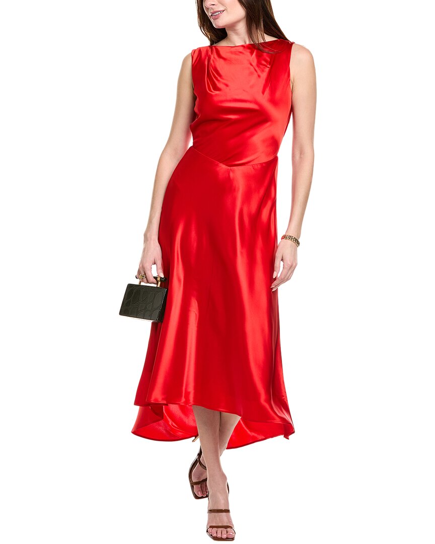 Saloni Silk-blend Maxi Dress In Red