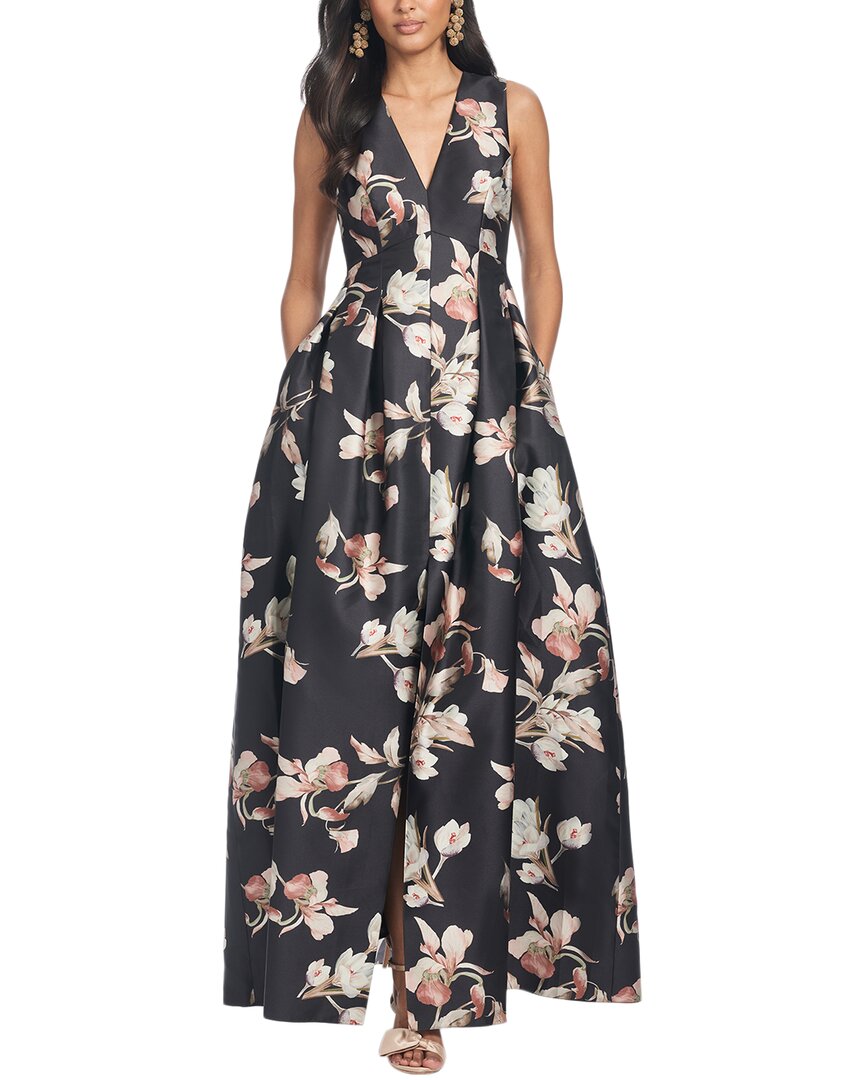 Sachin & Babi Brooke Gown In Black Venetia Petal