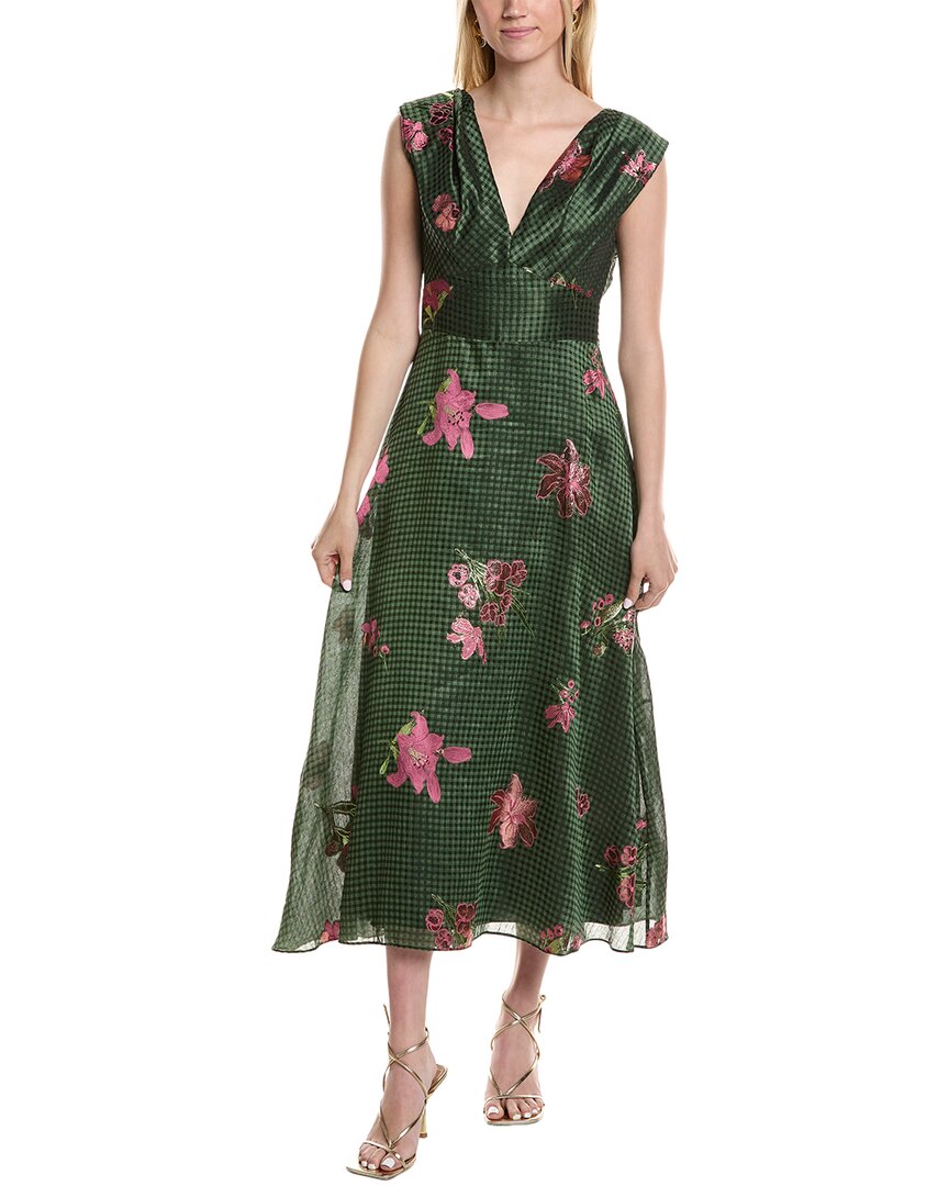 Lela Rose Linen & Silk-blend Off-the-shoulder Dress