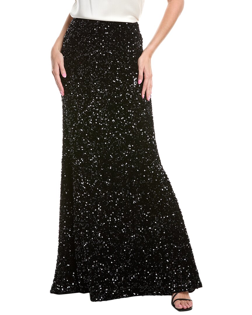 Rene Ruiz Velvet Sequin Skirt In Black