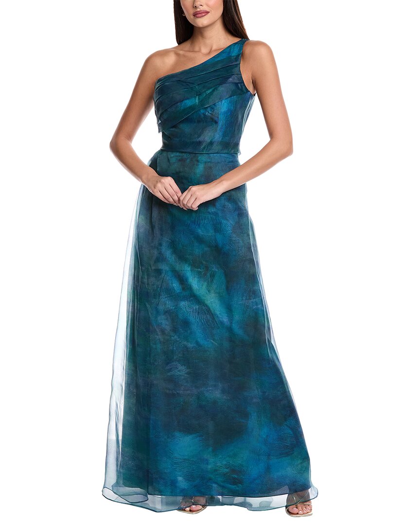 Rene Ruiz One-shoulder A-line Gown In Blue