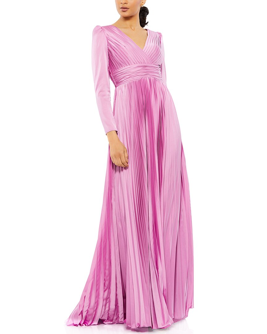 Mac Duggal Pleated A-line Gown In Purple