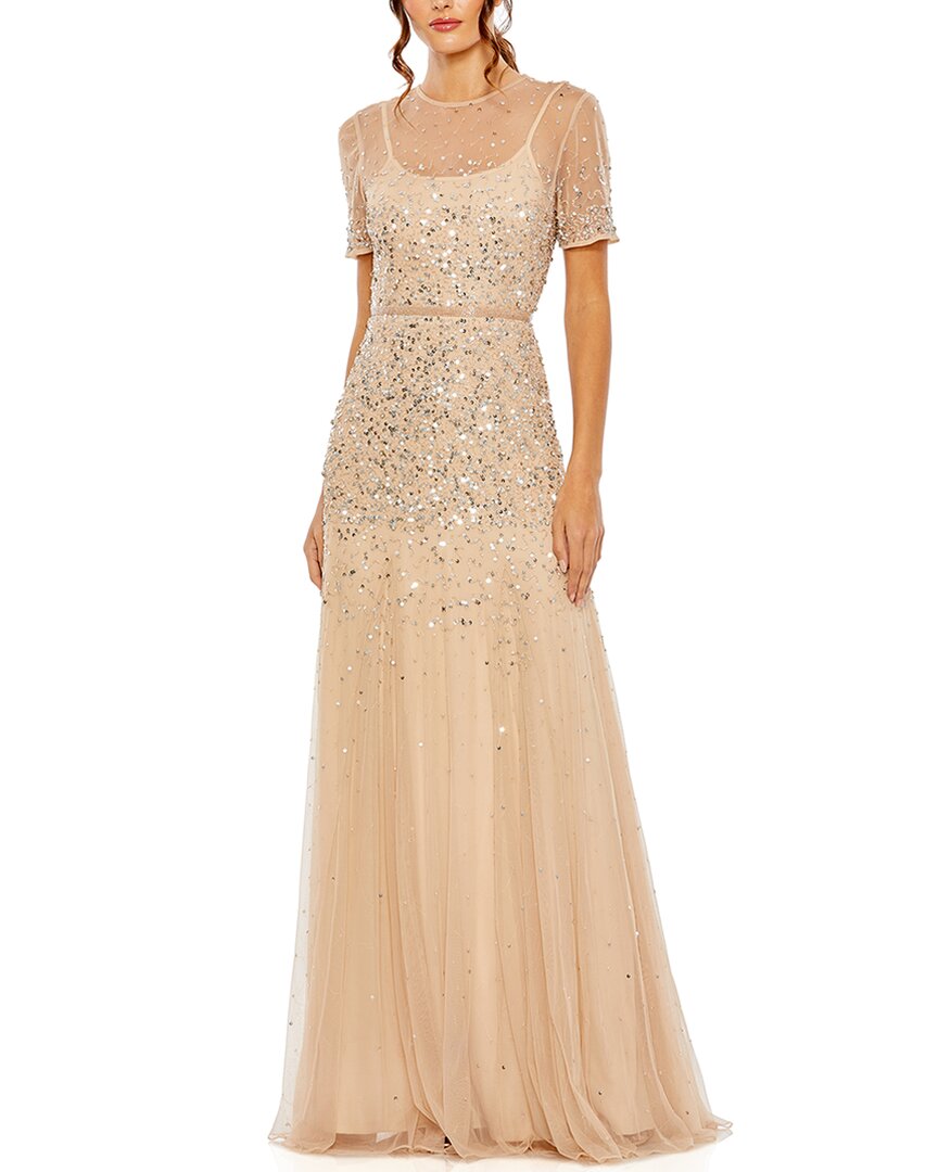 Mac Duggal High Neck Sequin Embellished A-line Gown