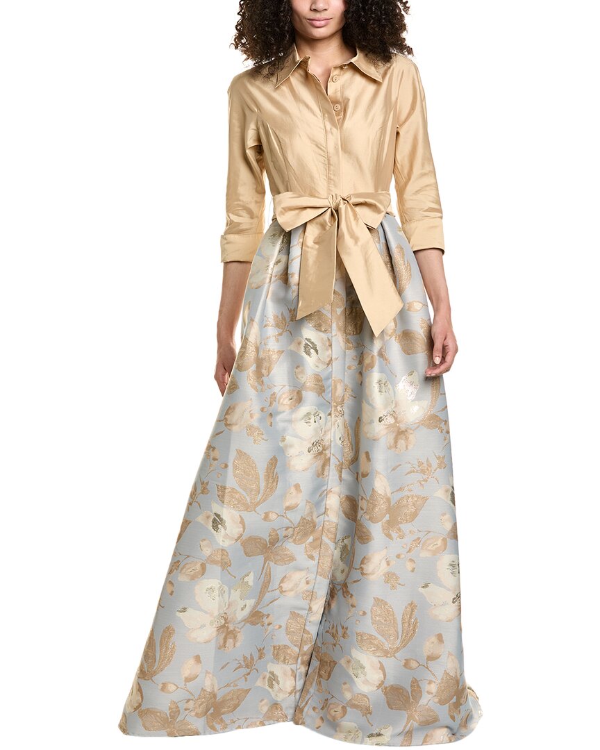 Teri Jon By Rickie Freeman Pleated Shirt Gown