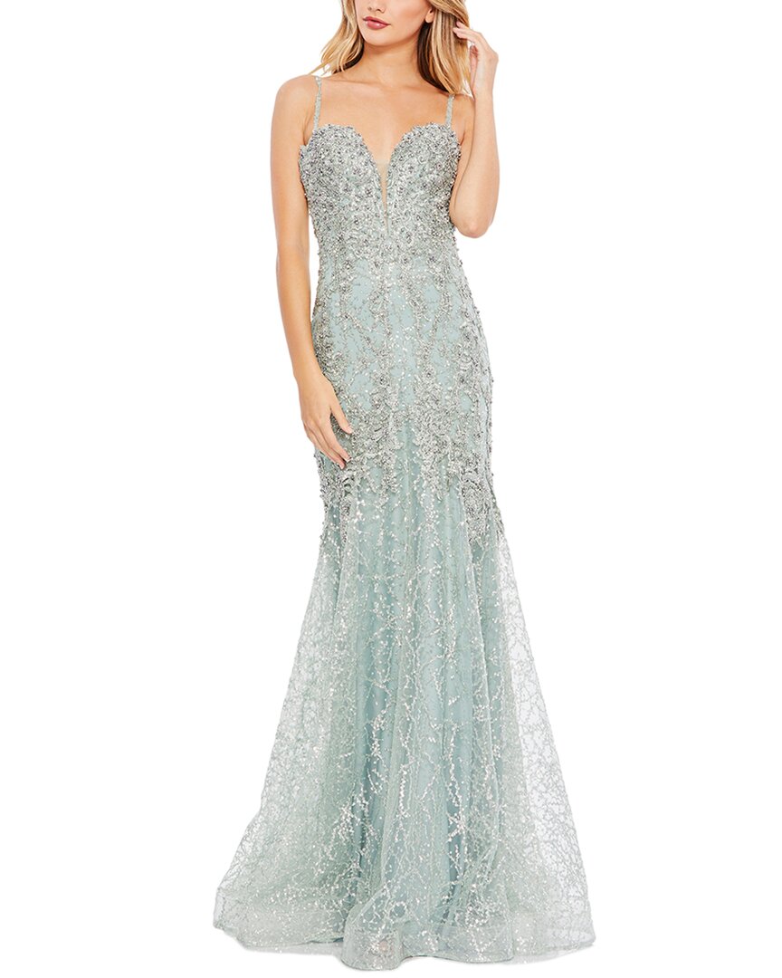 Mac Duggal Embellished Sleeveless Plunge Neck Trumpet Gown