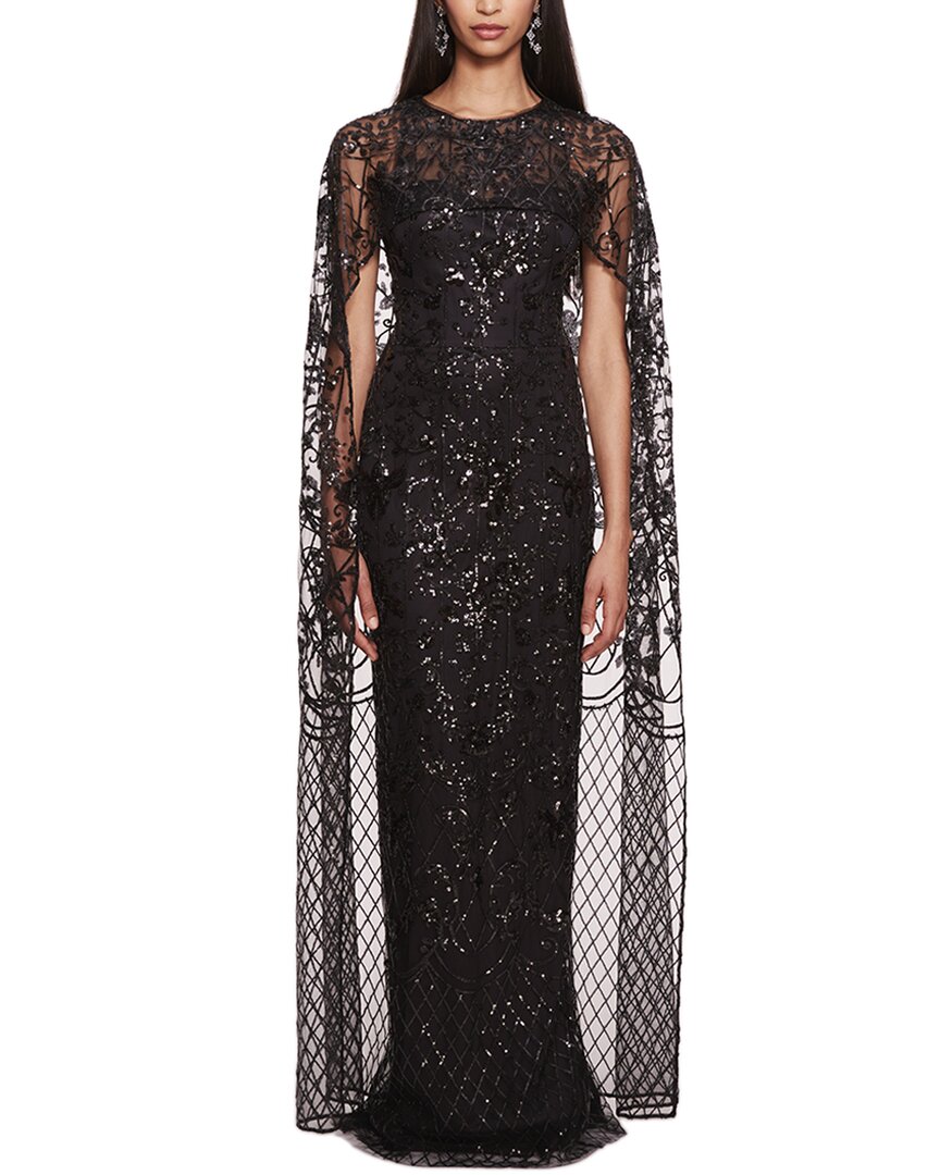 MARCHESA NOTTE MARCHESA NOTTE SEQUIN LATTICE COLUMN GOWN