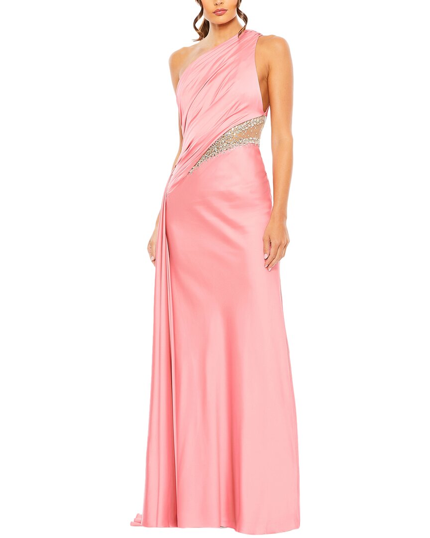 Mac Duggal One Shoulder Embellished Satin Gown