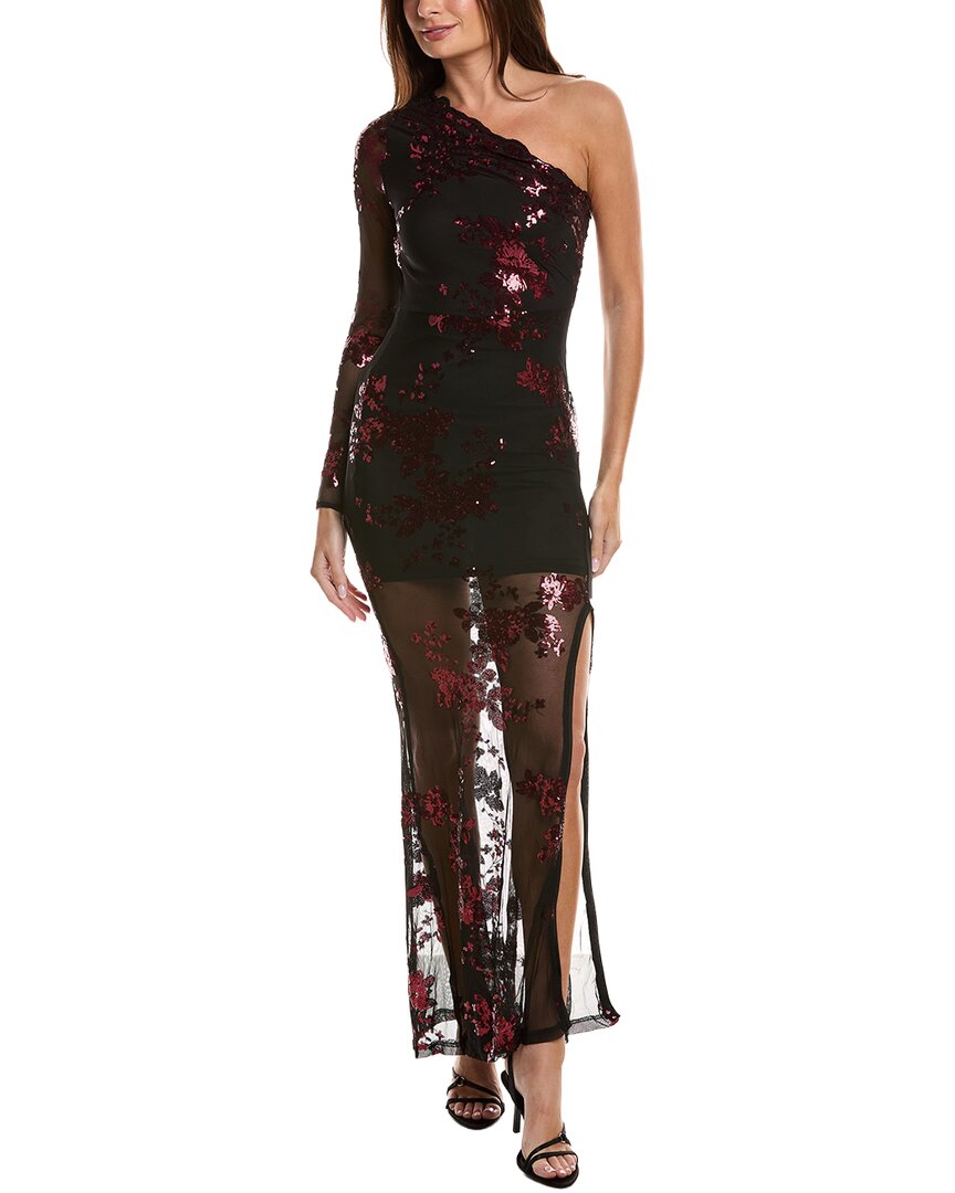 Marion One-shoulder Sequin Maxi Dress In Brown