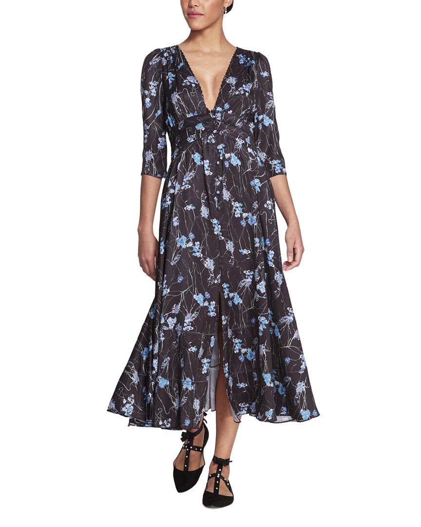 Marchesa Notte Carnation Midi Dress In Black