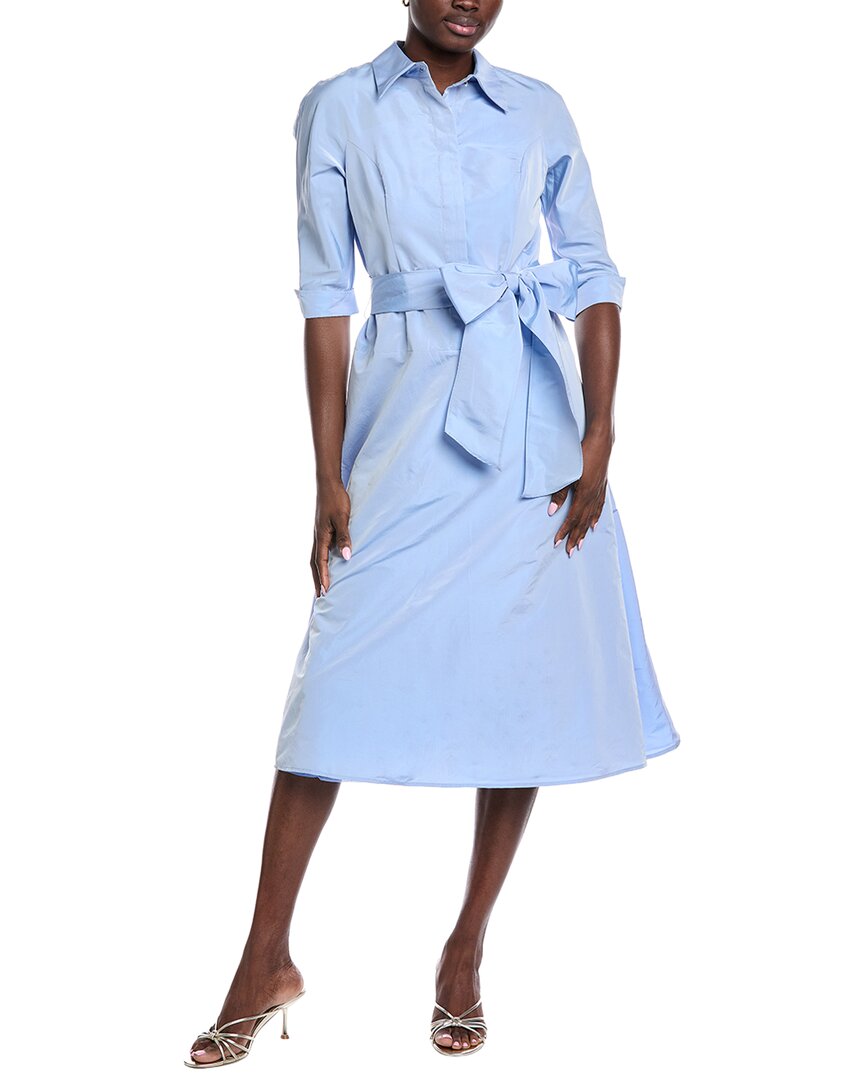 Teri Jon By Rickie Freeman Taffeta Shirtdress In Blue