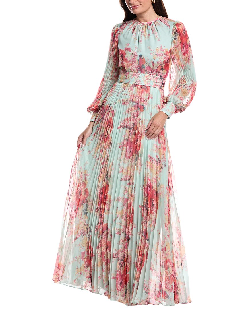 Teri Jon By Rickie Freeman Floral Printed Gown In Multi