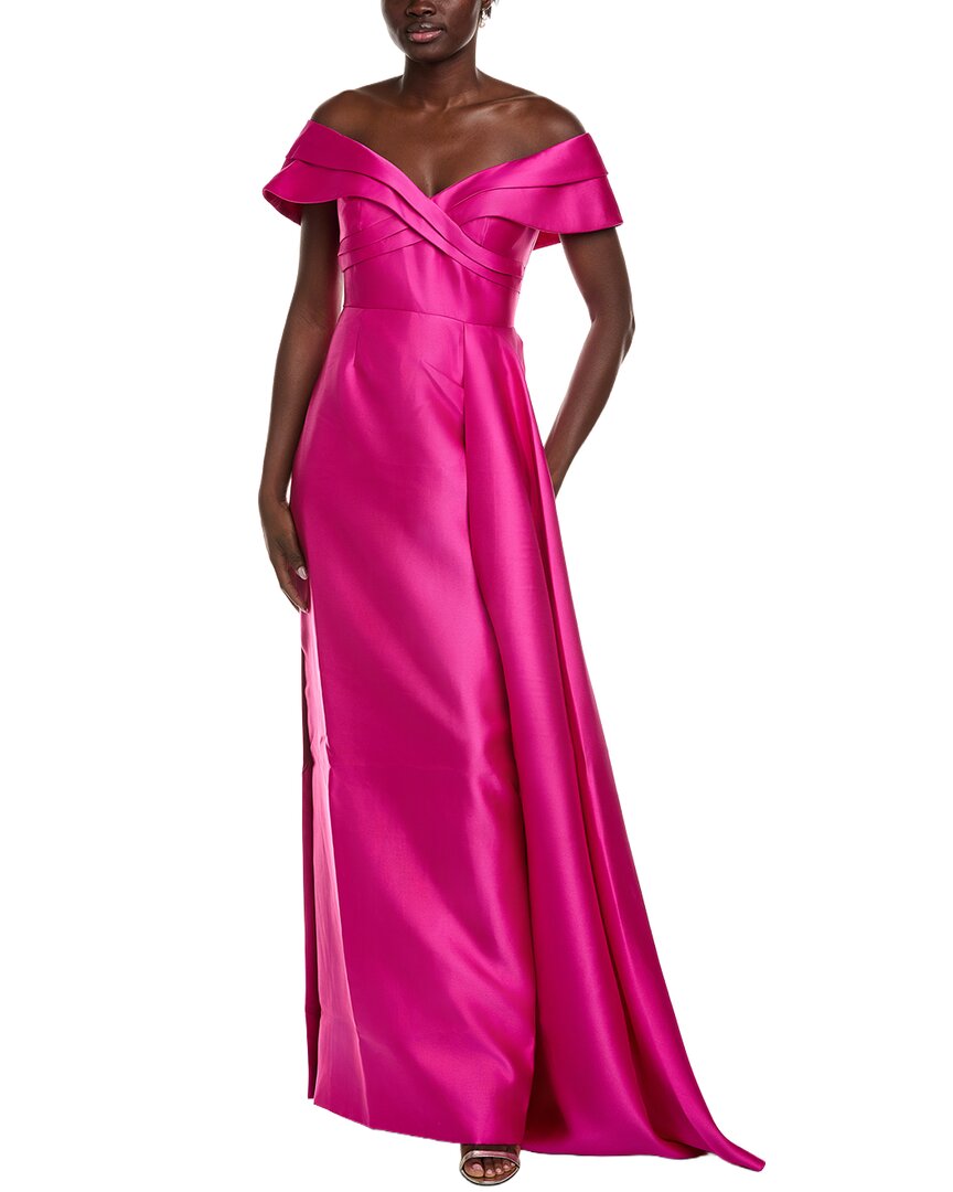 Rene Ruiz Draped Mikado Gown In Pink