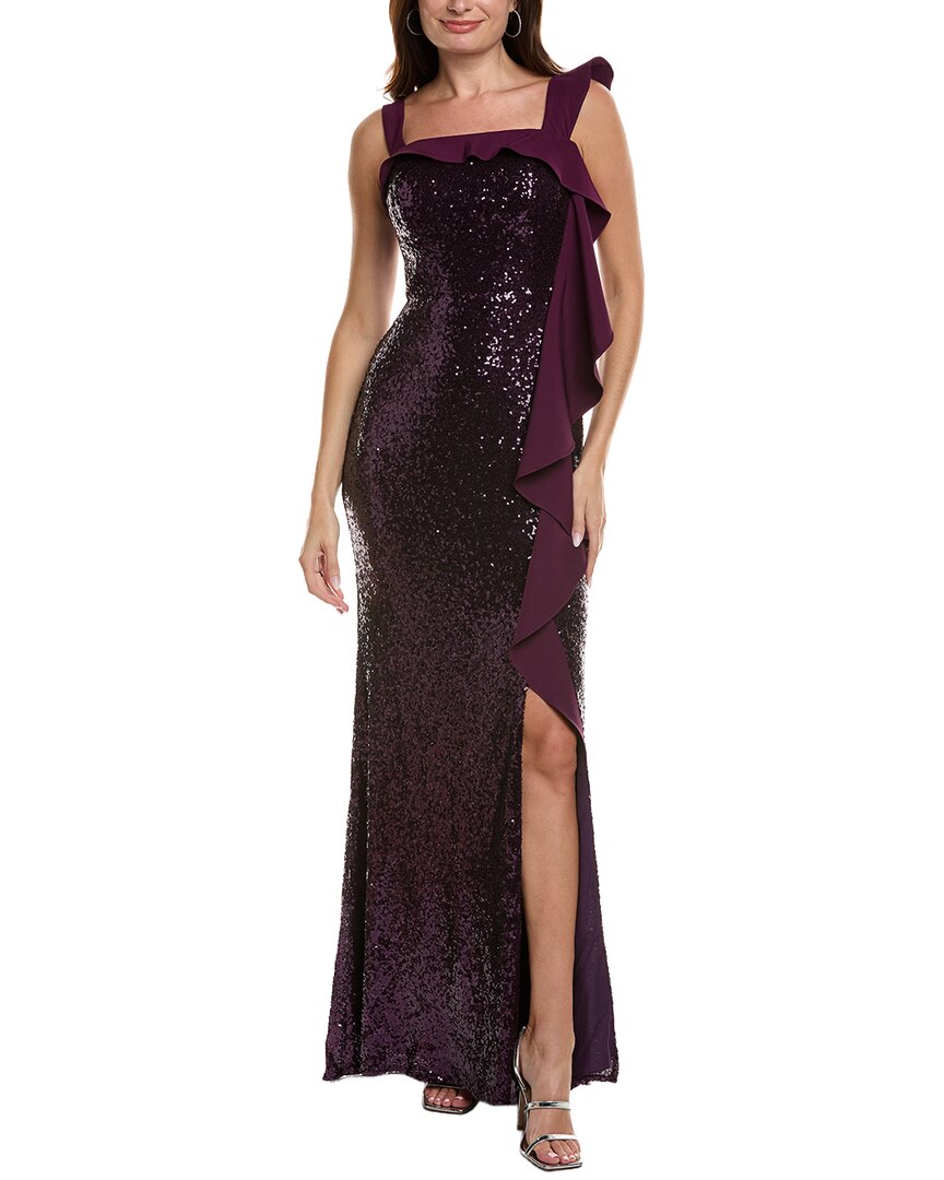 Rene Ruiz Cascade Gown In Purple