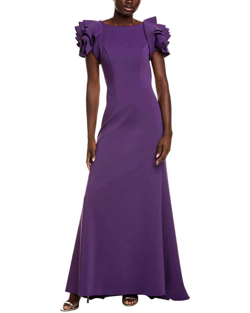 Rene Ruiz Rosette Fit And Flare Gown In Purple