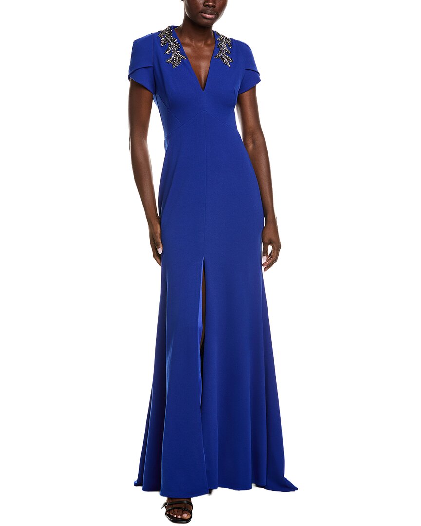 Rene Ruiz Crepe Gown In Blue