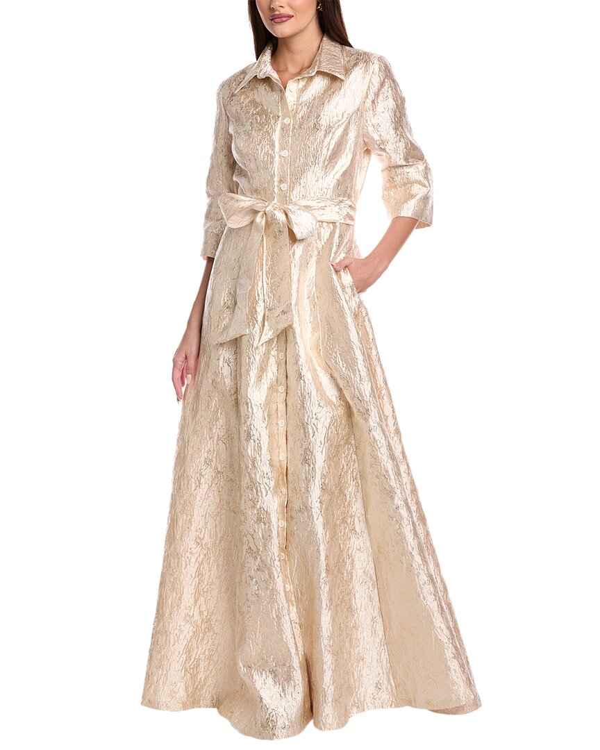Rene Ruiz Taffeta Shirt Gown In Brown