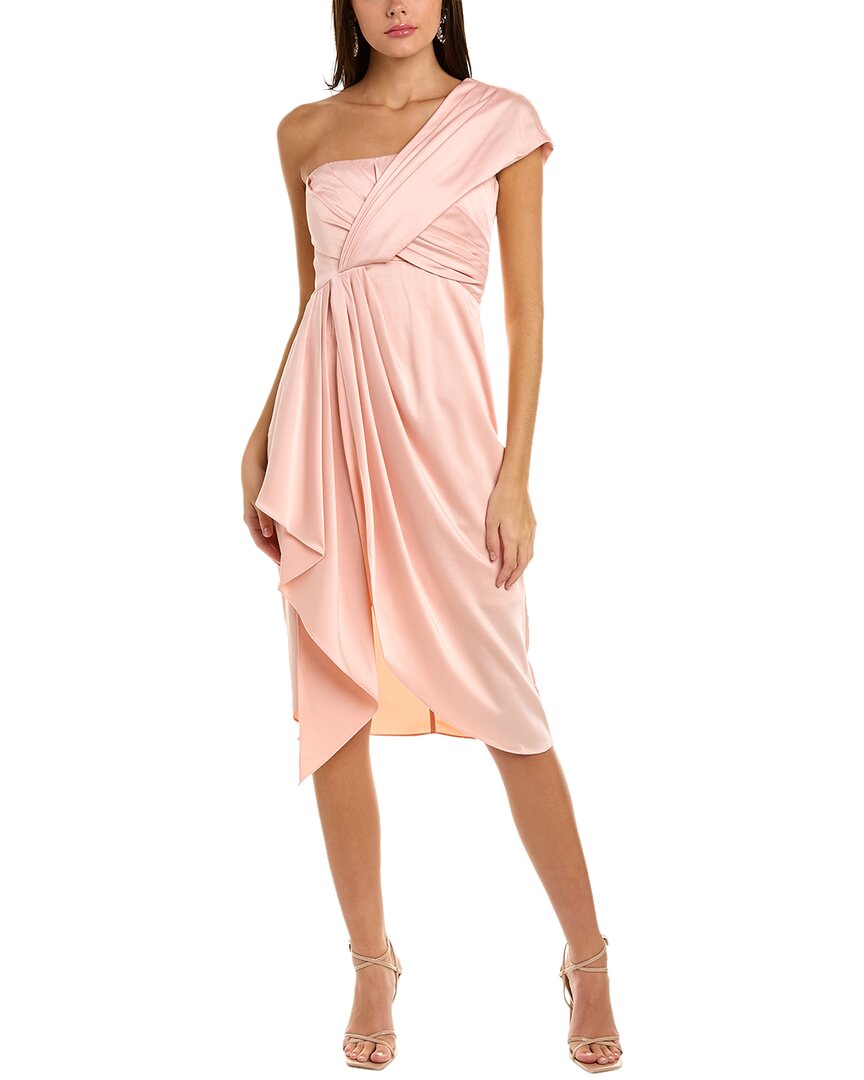 Shop Theia One-shoulder Cocktail Dress In Pink