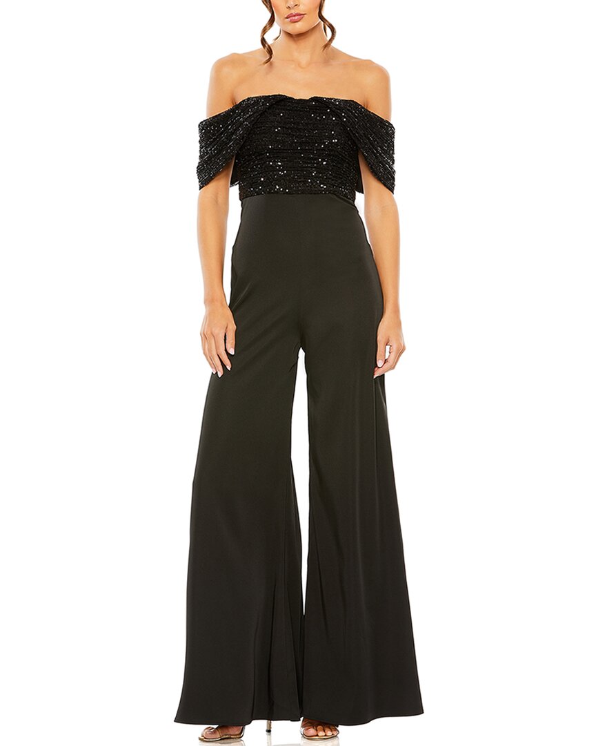 Mac Duggal Sequined Off The-shoulder Jumpsuit In Green