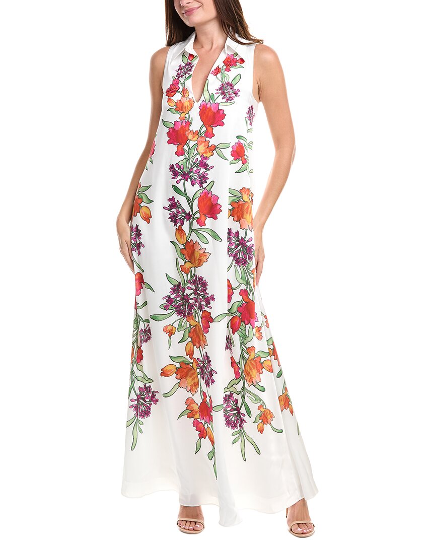Badgley Mischka Trapeze Shirt Gown In White