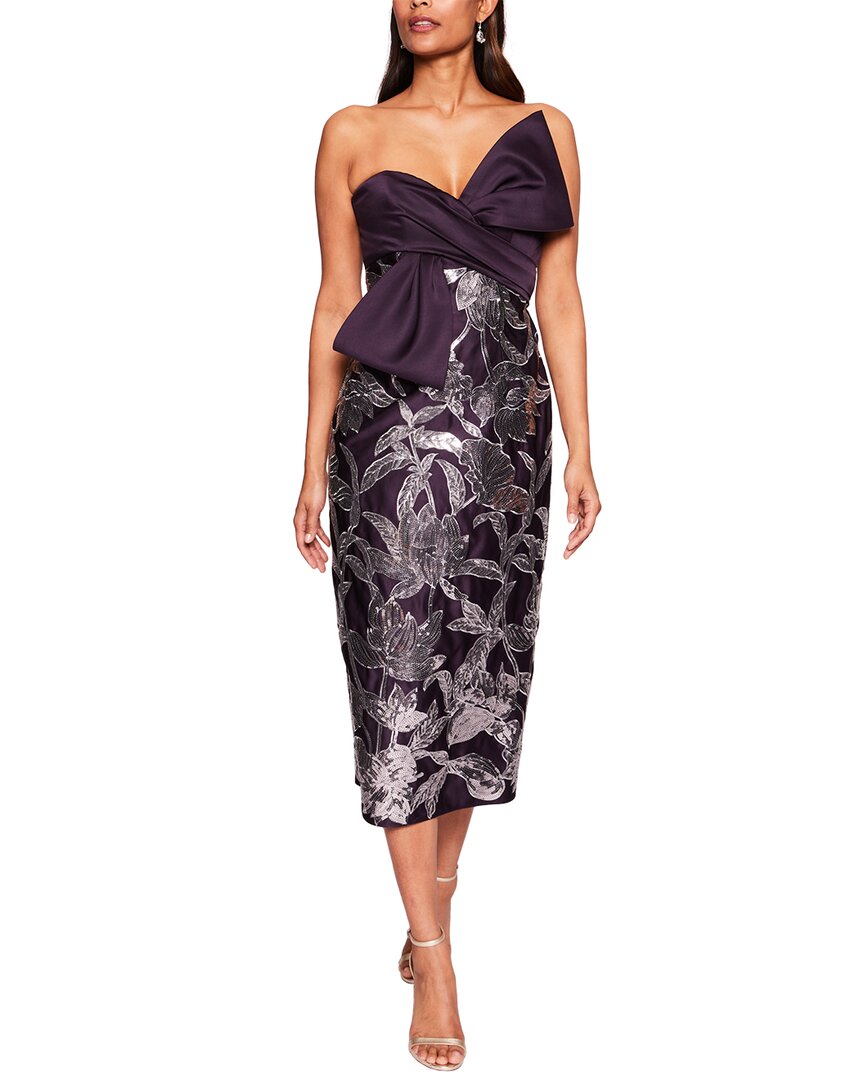 Marchesa Notte Lotus Sequin Midi Dress