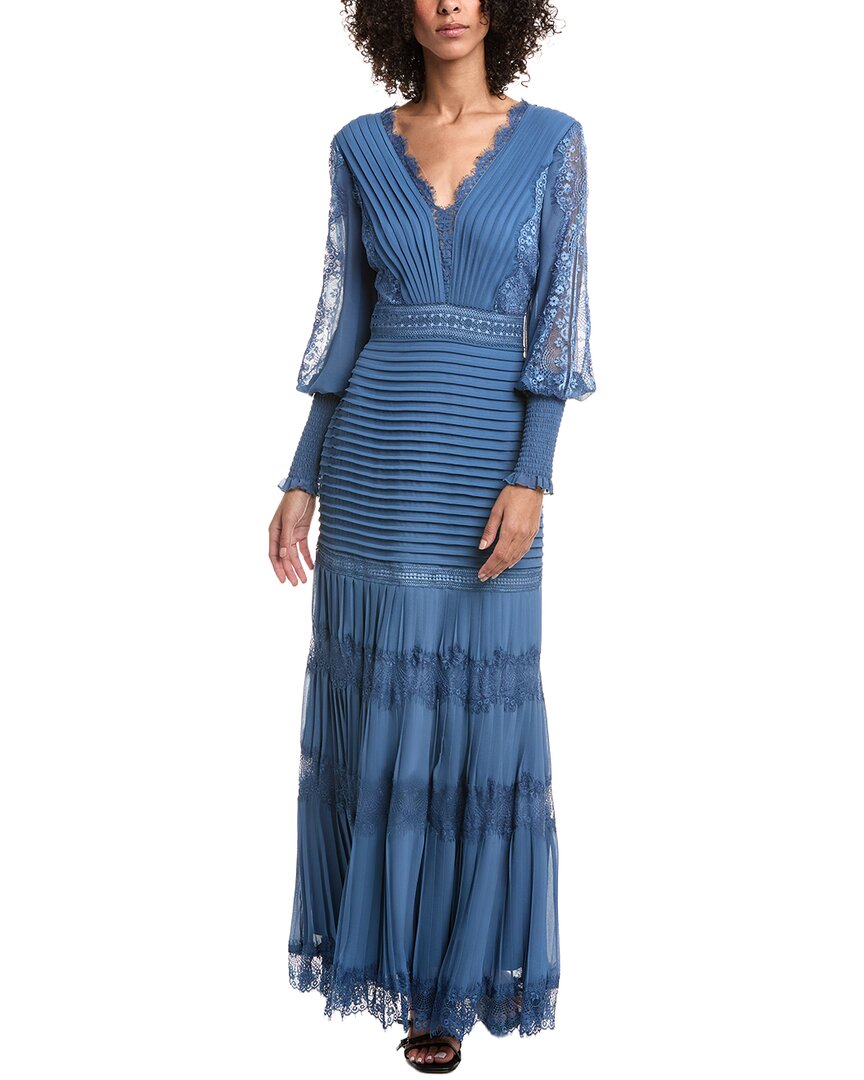Tadashi Shoji Nyssa Bishop Sleeve Gown In Blue