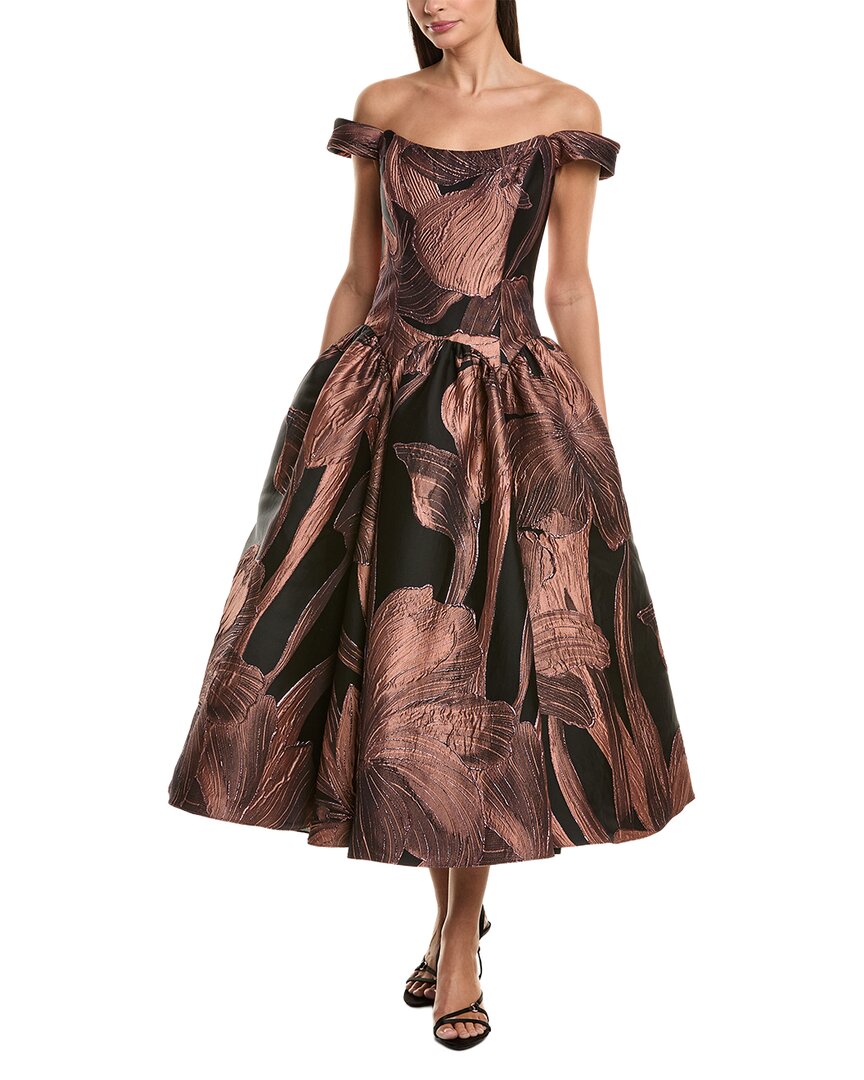 Amsale Jacquard Gown In Multi