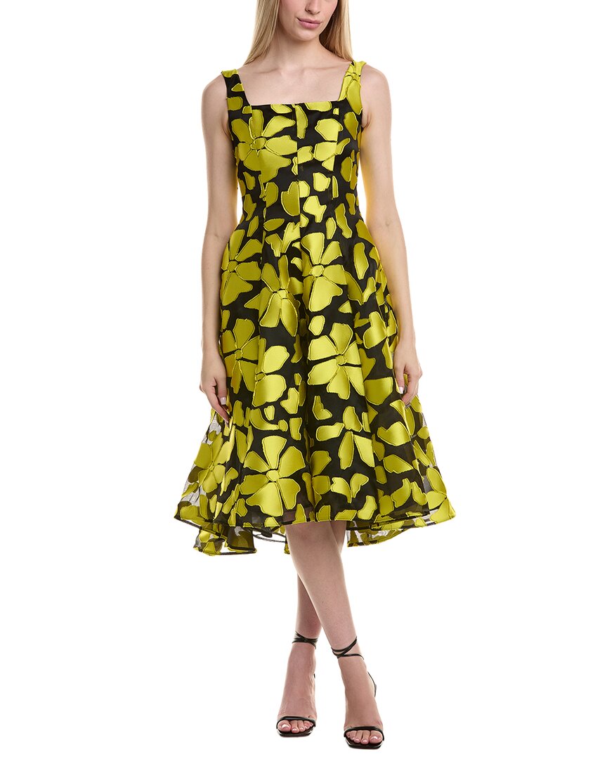 Amsale Silk-blend Midi Dress In Black