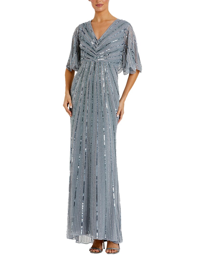 Mac Duggal Cape Sleeve Gown In Blue