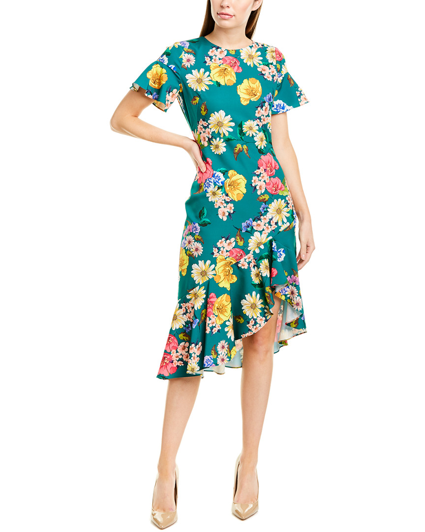 Image of Black Halo Breelle Asymmetrical Midi Dress