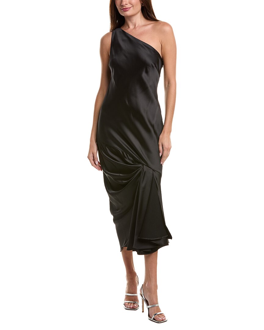 Halston Viola Satin Gown In Black