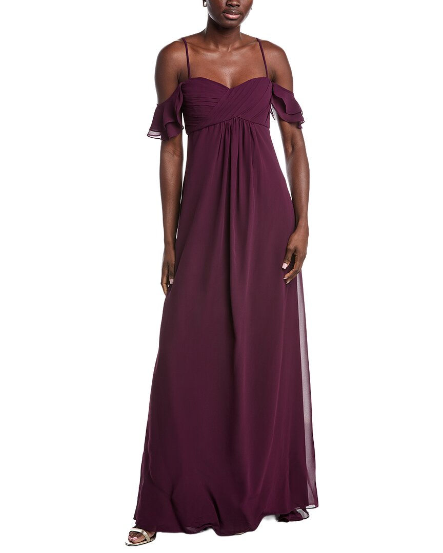 Theia Riley Cold-shoulder Maxi Dress In Purple